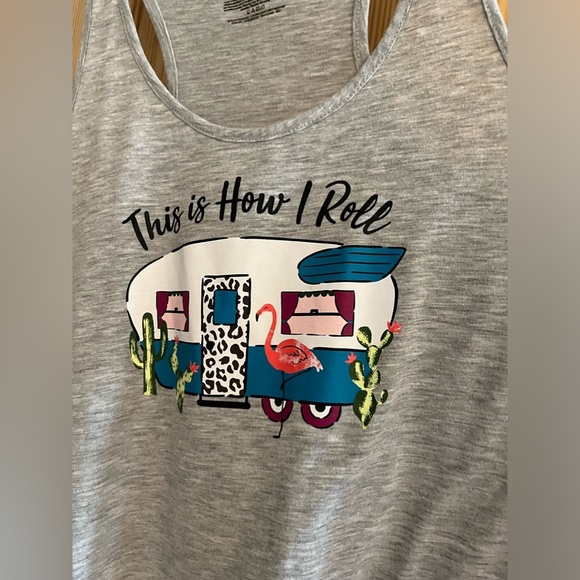 Gray This is How I Roll Camping Tank Top Size XL - Picture 2 of 7